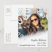 Faire-part de diplôme avec photo et images florale (Devant / Derrière)