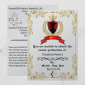 Faire-part de diplôme Cadre Or Blanc (Devant / Derrière)