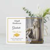 Faire-part de diplôme Casquette d'or et photo (Debout devant)