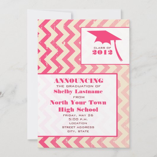 Faire-part de diplôme Cracked Ombre Zigzag 2012 (Devant)