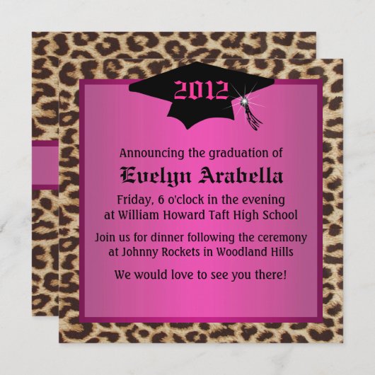 Faire-part de diplôme de Cheetah (Devant / Derrière)