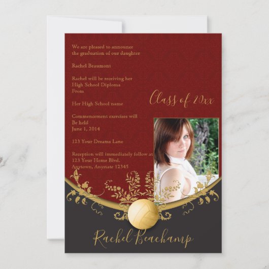 Faire-part de diplôme de Gold Volleyball (Devant)