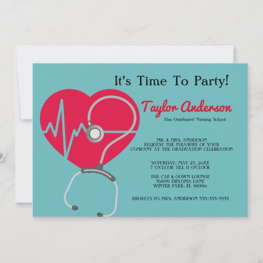 Faire-part de diplôme de l'école de soins infirmie (Devant)