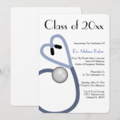 Faire-part de diplôme d'études Médicales de stétho (Devant / Derrière)