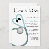 Faire-part de diplôme d'études Médicales de stétho (Devant / Derrière)