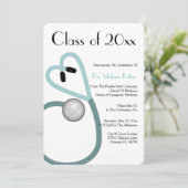 Faire-part de diplôme d'études Médicales de stétho (Debout devant)