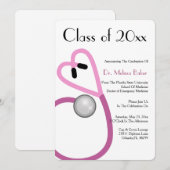 Faire-part de diplôme d'études Médicales de stétho (Devant / Derrière)