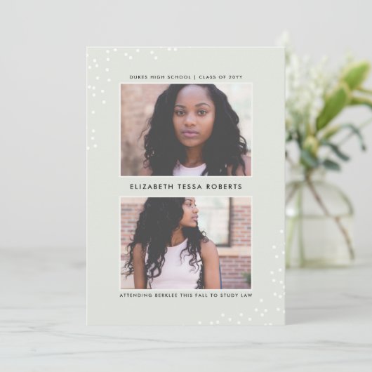 Faire-part de diplôme doublement pointillé (Debout devant)