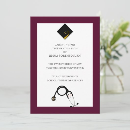 Faire-part de diplôme en infirmière (Debout devant)