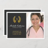 Faire-part de diplôme en noir et or de l'universit (Devant / Derrière)