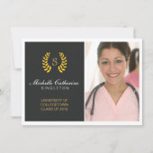 Faire-part de diplôme en noir et or de l'universit (Devant)