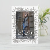 Faire-part de diplôme en photo de Feuilles gris (Debout devant)