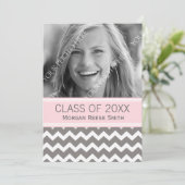 Faire-part de diplôme en photo gris rose (Debout devant)