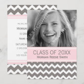 Faire-part de diplôme en photo gris rose (Devant / Derrière)