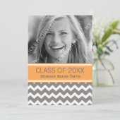 Faire-part de diplôme en photo Orange Grey (Debout devant)