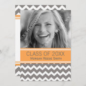 Faire-part de diplôme en photo Orange Grey (Devant / Derrière)