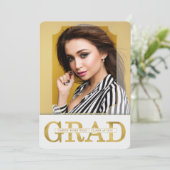Faire-part de diplôme Faux Gold Photo verticale (Debout devant)