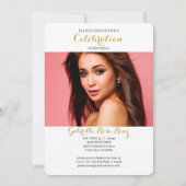 Faire-part de diplôme Faux Gold Photo verticale (Dos)