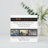 Faire-part de diplôme Hollywood Star Orange (Debout devant)