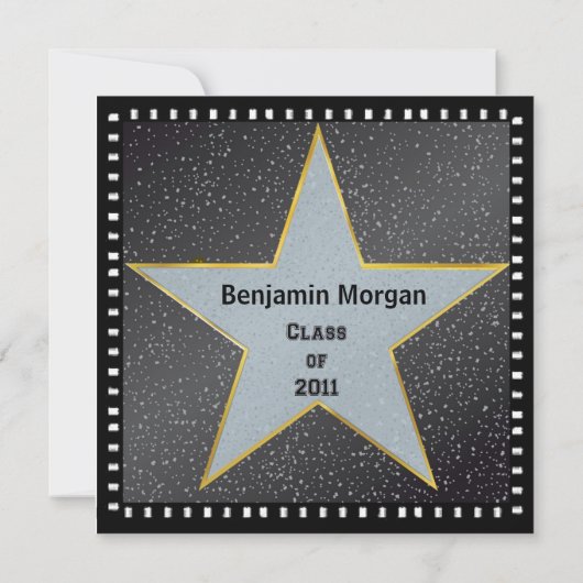 Faire-part de diplôme Hollywood Star Silver (Dos)