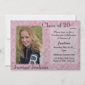 Faire-part de diplôme, Invitation rose