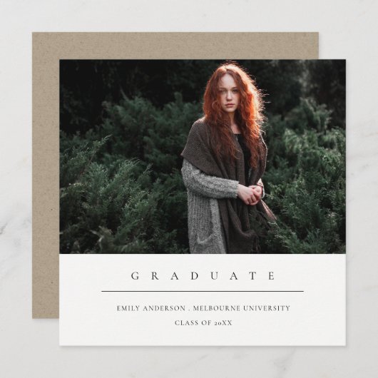 FAIRE-PART DE DIPLÔME PHOTO MINIMAL PROPRE CHIC (Devant / Derrière)