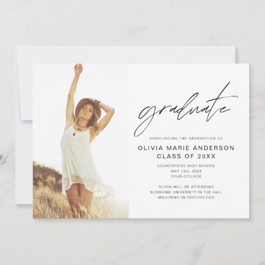 Faire-part de diplôme - photo minimaliste (Devant)