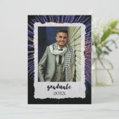 Faire-part de diplôme unique Fireworks avec photo (Debout devant)