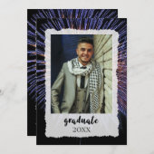 Faire-part de diplôme unique Fireworks avec photo (Devant / Derrière)