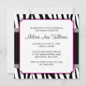 Faire-part de diplôme Zebra Pink Daisy Faux Gems (Dos)