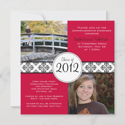 Faire-part de diplômes d'Carré classique (Devant)