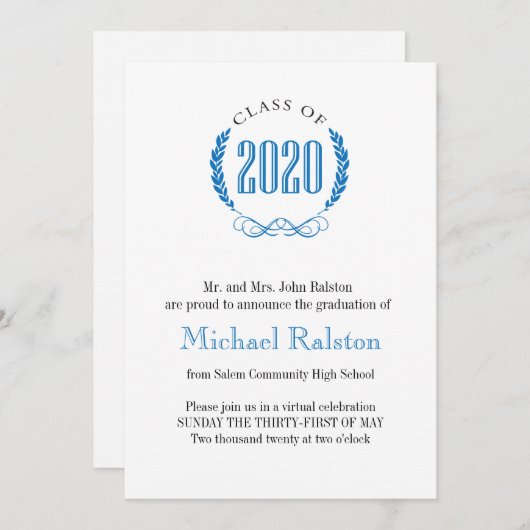 Faire-part de diplômes scolaires (Devant / Derrière)