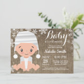 Faire-part de douche bébé d'hiver Burlap (Debout devant)