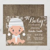 Faire-part de douche bébé d'hiver Burlap (Devant / Derrière)