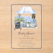 Faire-part de douche Bébé Fleur Bleue (Recto)
