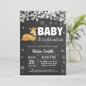 Faire-part de douche bébé hiver cerf Tableau craie (Debout devant)