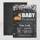 Faire-part de douche bébé hiver cerf Tableau craie (Devant / Derrière)