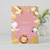 Faire-part de douche bébé Jungle Bébé en feuille d (Debout devant)