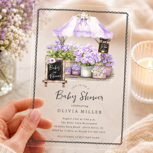 Faire-part de douche bébé lilas