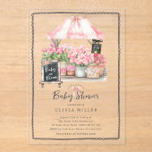 Faire-part de douche bébé rose (Recto)