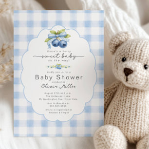 Faire-part de douche de bébé à la myrtille douce