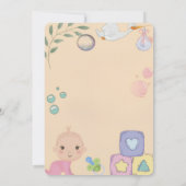 Faire-part de douche de bébé fille à l'aquarelle m (Dos)
