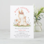 Faire-part de douche de bébé Mère et bébé lapin à (Debout devant)