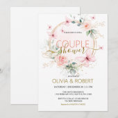 Faire-part de douche de couple Papillons et fleurs (Devant / Derrière)