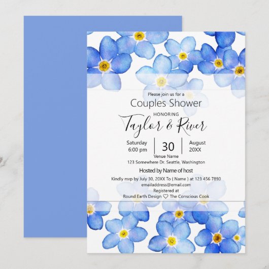 Faire-part de douche de couples Country Blue Forge (Devant / Derrière)