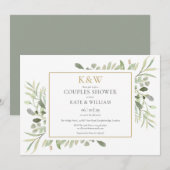 Faire-part de douche de couples de feuillage de ve (Devant / Derrière)