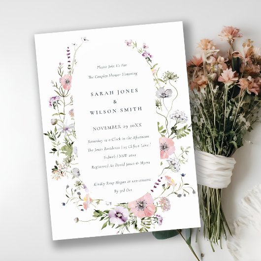 Faire-part de douche de couples de fleurs sauvages