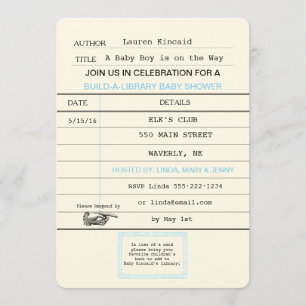Faire-part de douche de livre de carte de biblioth
