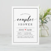 Faire-part de douche de mariage à typographie chic (Debout devant)