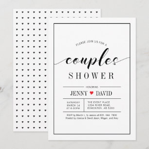 Faire-part de douche de mariage à typographie chic